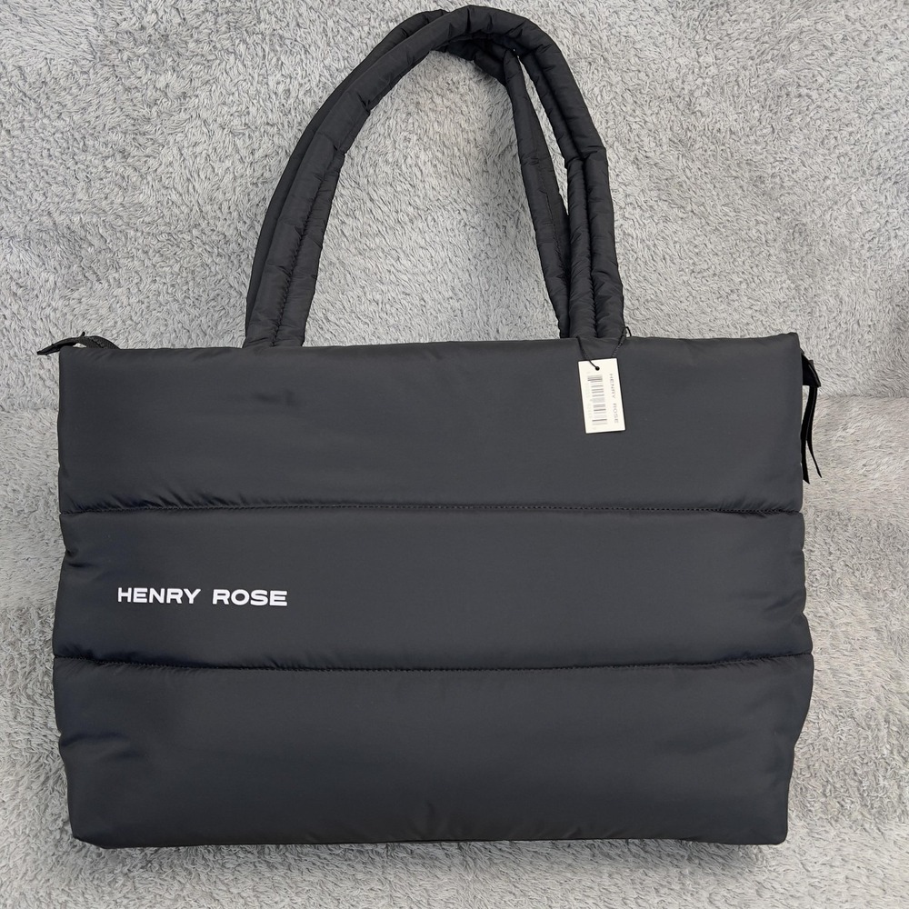 Henry Rose Puffer Tote Bag Black Quilted‎ Luxury Fragrance Michelle Pfeiffer New
